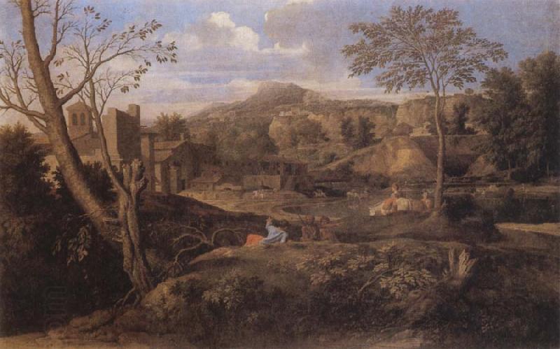 Nicolas Poussin Landscape with Three Men oil painting picture